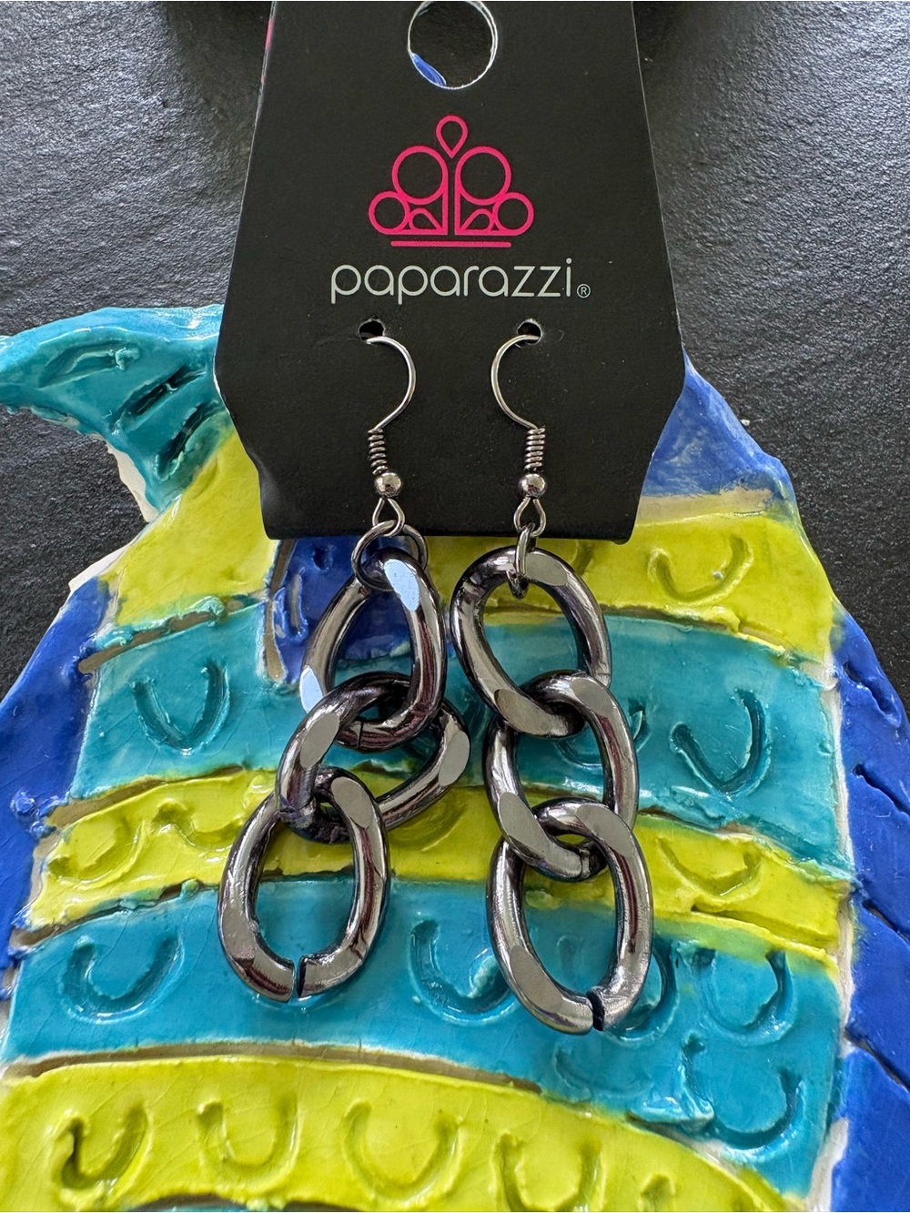 paparazzi Shiny Gunmetal Chain Link Drop Earrings